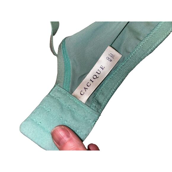 Cacique Green Polka Dot Cooling French Full Coverage Underwire Bra sz 40D - Picture 2 of 5